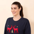100% Cotton Fleece Knit Sweatshirt (Size M) - Navy