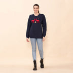 100% Cotton Fleece Knit Sweatshirt (Size M) - Navy