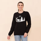 100% Cotton Fleece Knit Sweatshirt (Size M) - Black