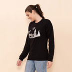 100% Cotton Fleece Knit Sweatshirt (Size M) - Black