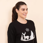 100% Cotton Fleece Knit Sweatshirt (Size M) - Black