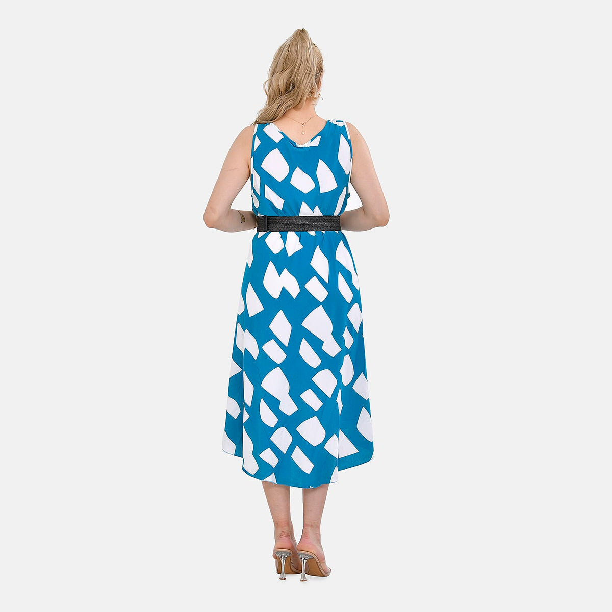 TAMSY - Set of Printed Umbrella Dress with Elastic Belt V32530841 1