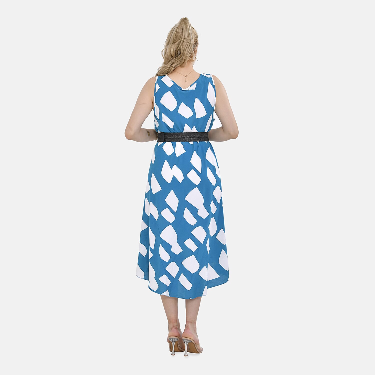 TAMSY - Set of Printed Umbrella Dress with Elastic Belt V32530841 1