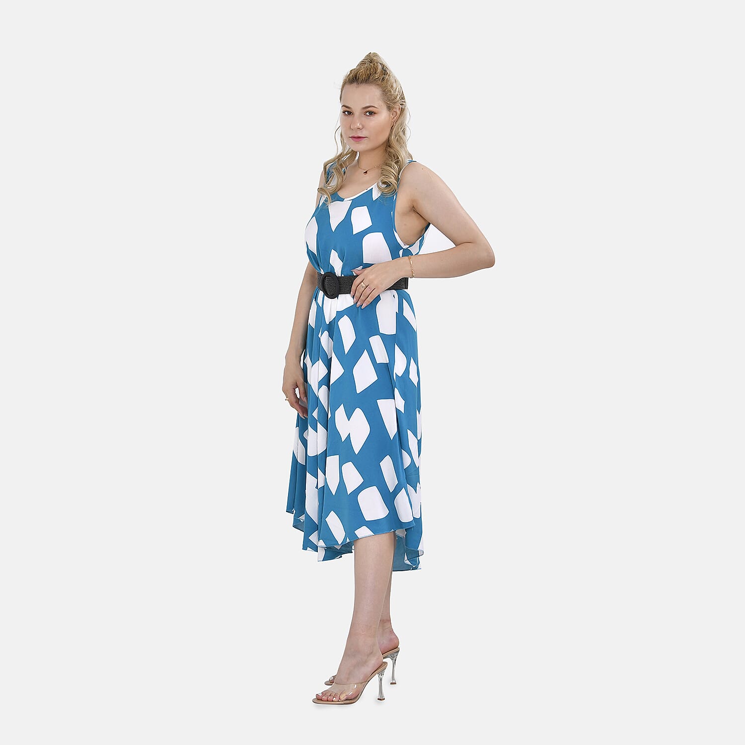 TAMSY - Set of Printed Umbrella Dress with Elastic Belt V32530841 2