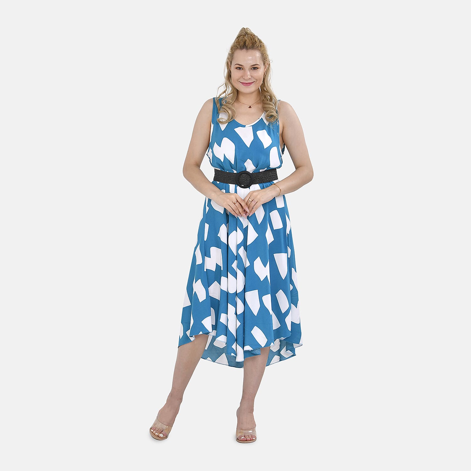 TAMSY - Set of Printed Umbrella Dress with Elastic Belt V32530841 3