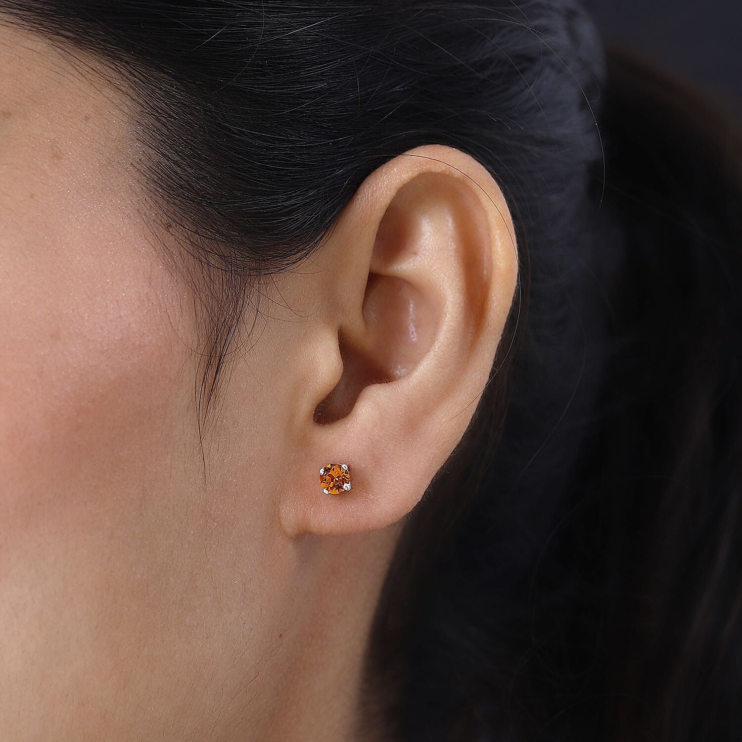 Tangerine Crystal Austrian Solitaire Stud Earrings in Sterling Silver 7592116 2