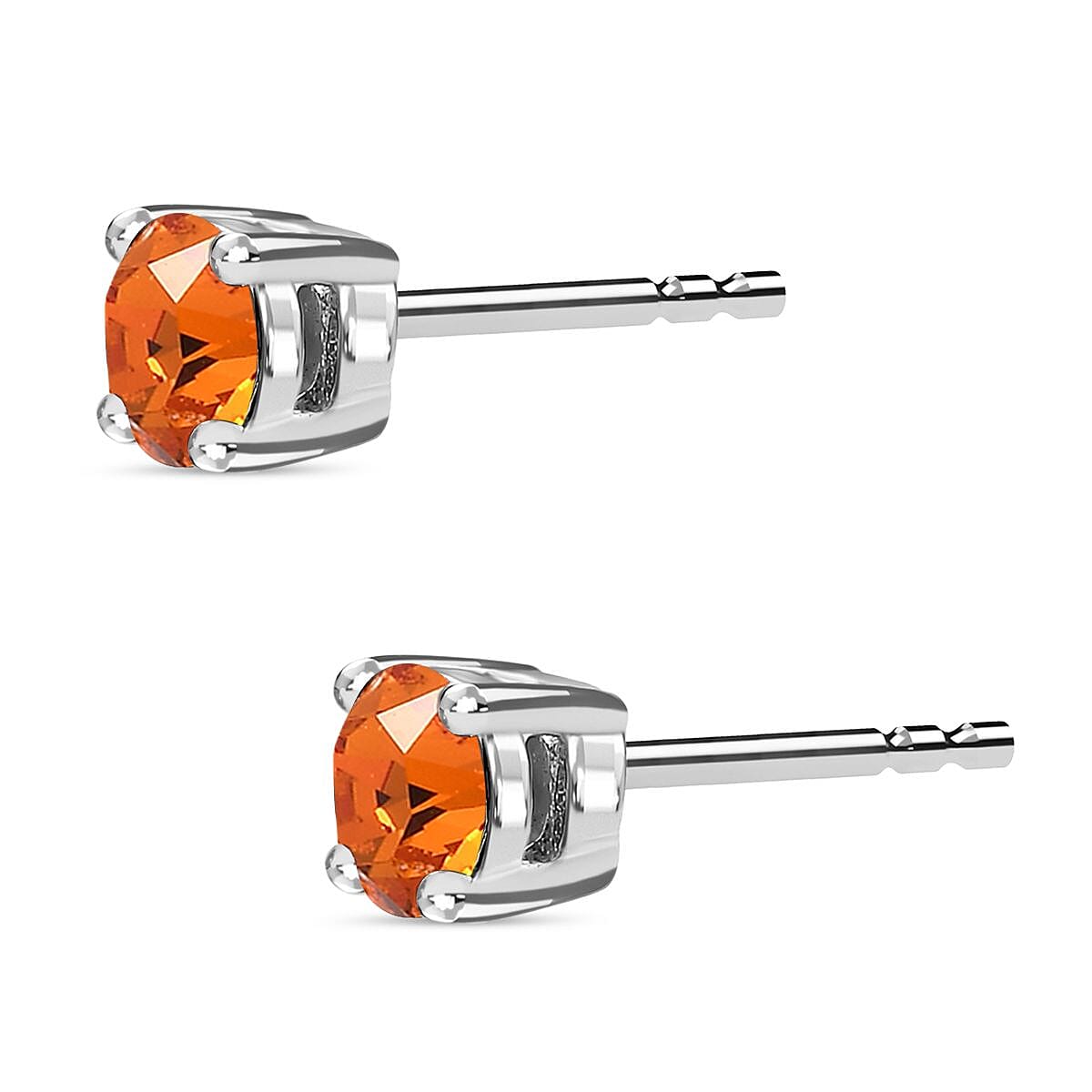 Tangerine Crystal Austrian Solitaire Stud Earrings in Sterling Silver 7592116 3