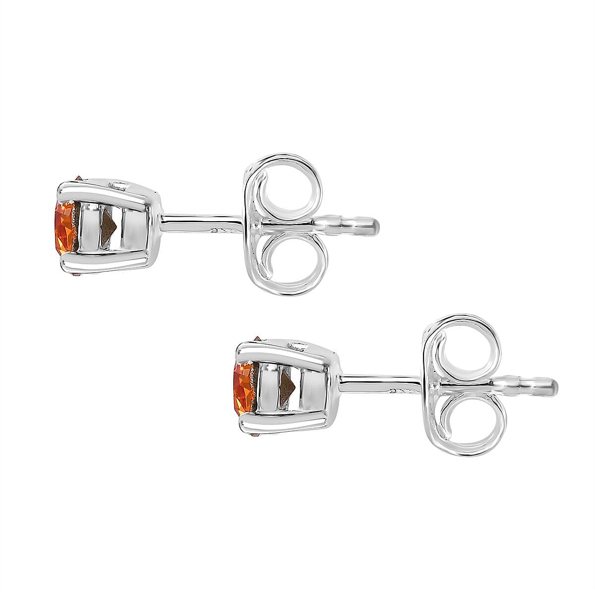 Tangerine Crystal Austrian Solitaire Stud Earrings in Sterling Silver 7592116 4