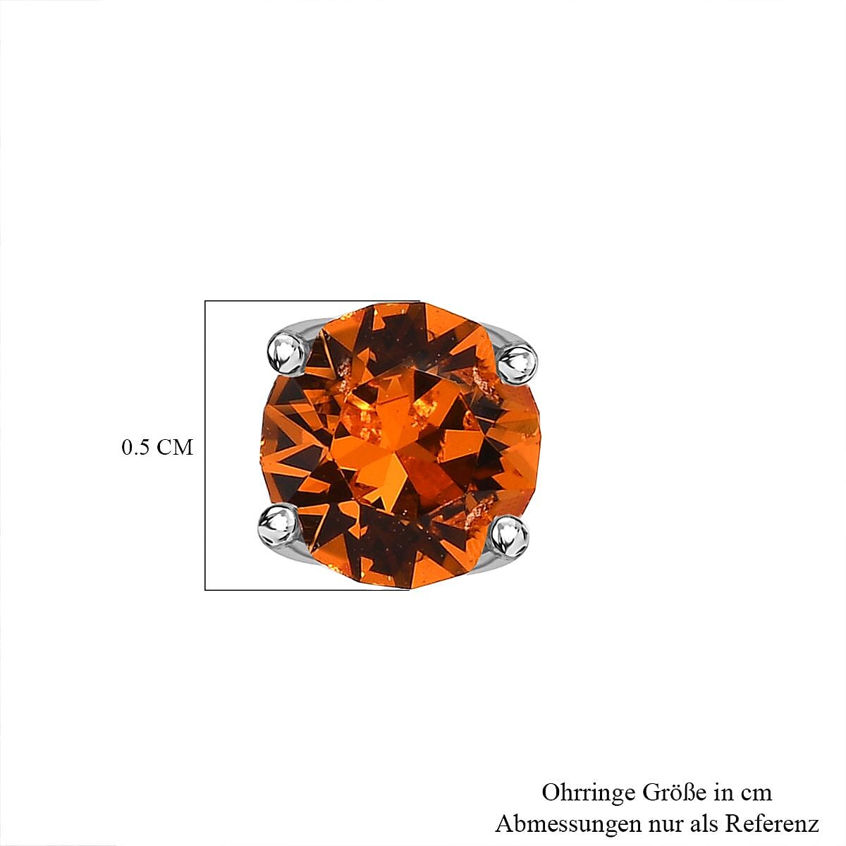 Tangerine Crystal Austrian Solitaire Stud Earrings in Sterling Silver 7592116 5