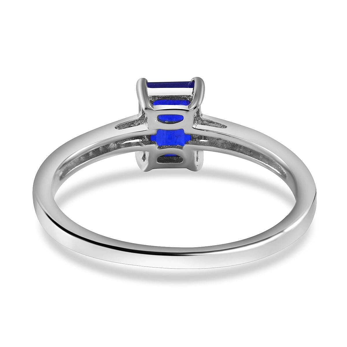 Tanzanian Blue Spinel and Natural Zircon Ring in Rhodium Overlay Sterling Silver 1.07 Ct V32578777 5