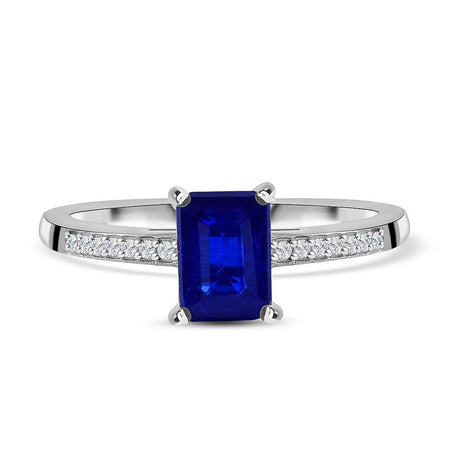 Tanzanian Blue Spinel and Natural Zircon Ring in Rhodium Overlay Sterling Silver 1.07 Ct 7592827 2