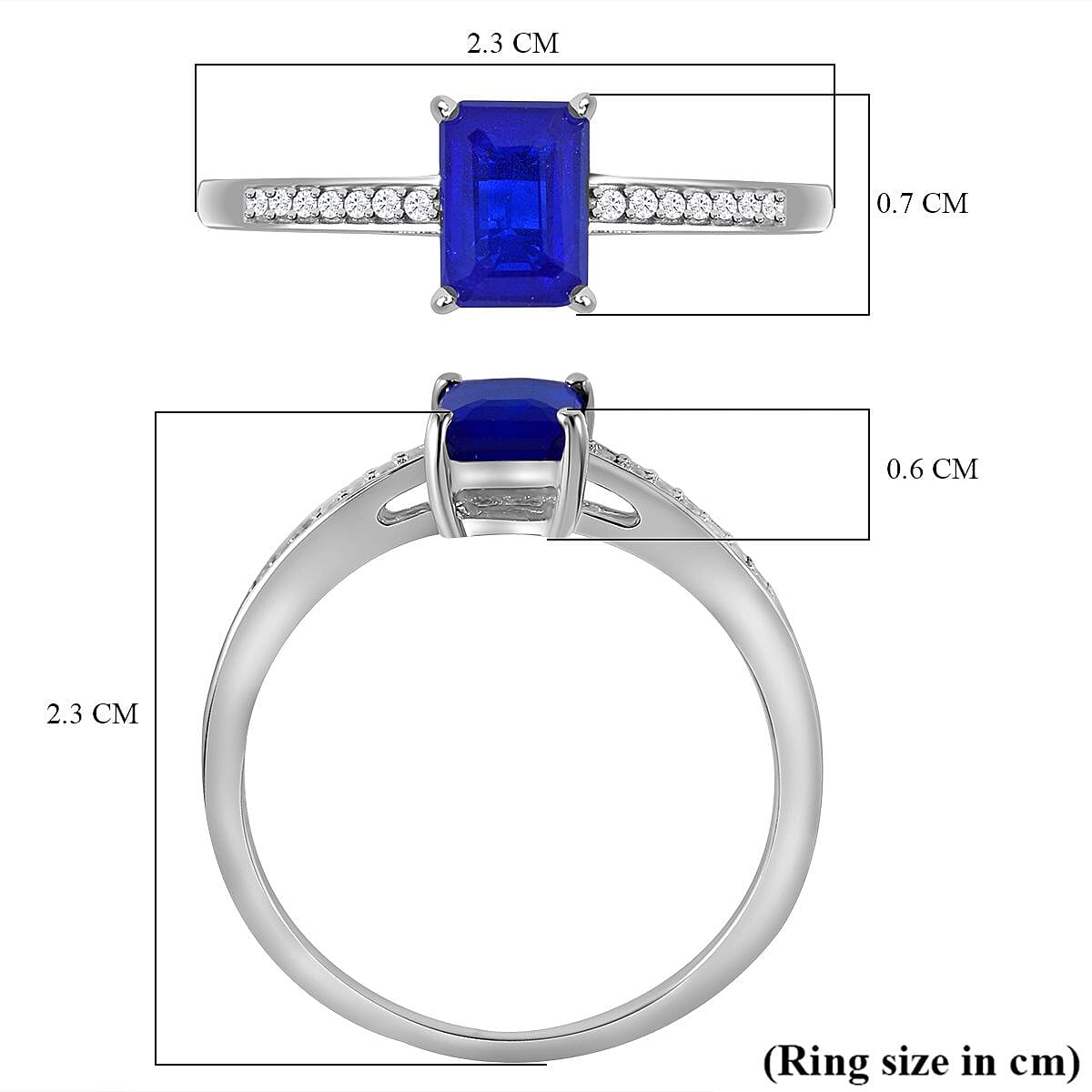 Tanzanian Blue Spinel and Natural Zircon Ring in Rhodium Overlay Sterling Silver 1.07 Ct V32578777 6