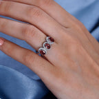 Tanzanian Blush Garnet & Natural Zircon Ring in Rhodium Overlay Sterling Silver 2.21 Ct.