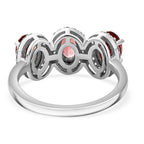 Tanzanian Blush Garnet & Natural Zircon Ring in Rhodium Overlay Sterling Silver 2.21 Ct.