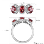 Tanzanian Blush Garnet & Natural Zircon Ring in Rhodium Overlay Sterling Silver 2.21 Ct.