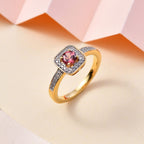 Tanzanian Blush Garnet & Natural Zircon Ring in 18K YG Vermeil Plated Sterling Silver