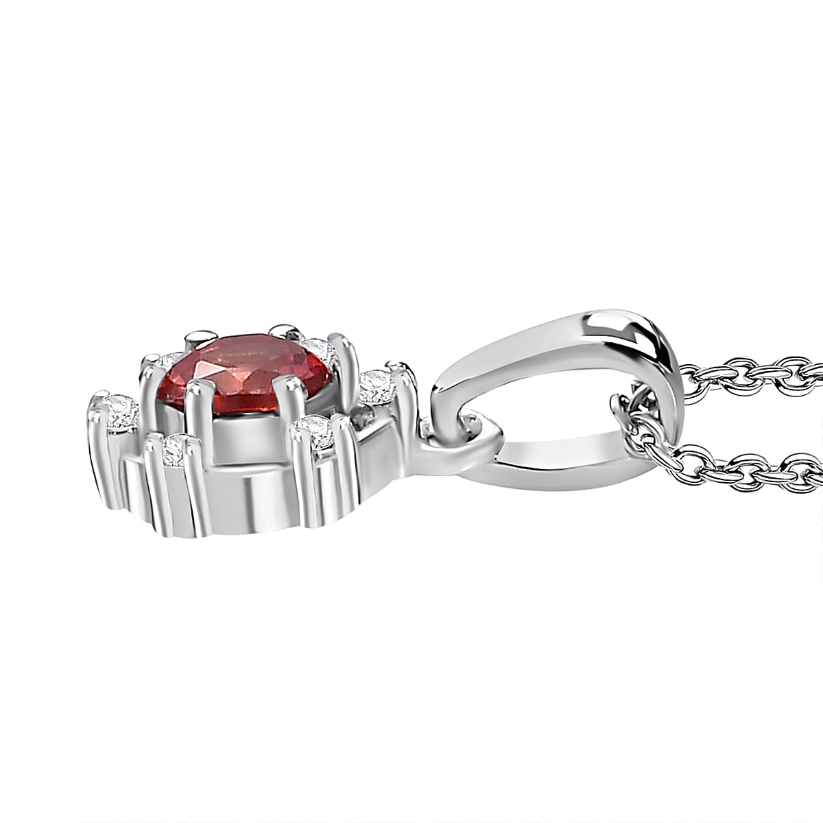 Tanzanian Blush Garnet and Natural Zircon Pendant with Chain (Size 20) in Rhodium Plated Sterling Silver 4283366 4