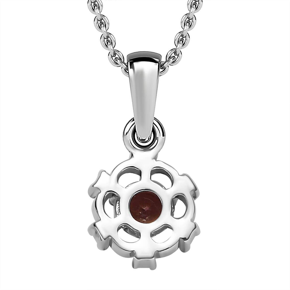Tanzanian Blush Garnet and Natural Zircon Pendant with Chain (Size 20) in Rhodium Plated Sterling Silver 4283366 5