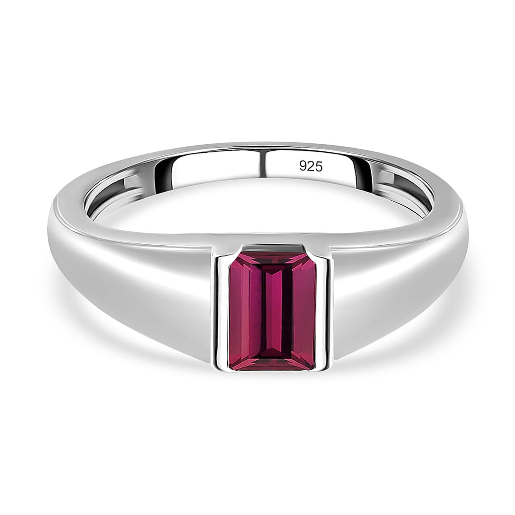Tanzanian Wine Garnet Signet Ring in Sterling Silver