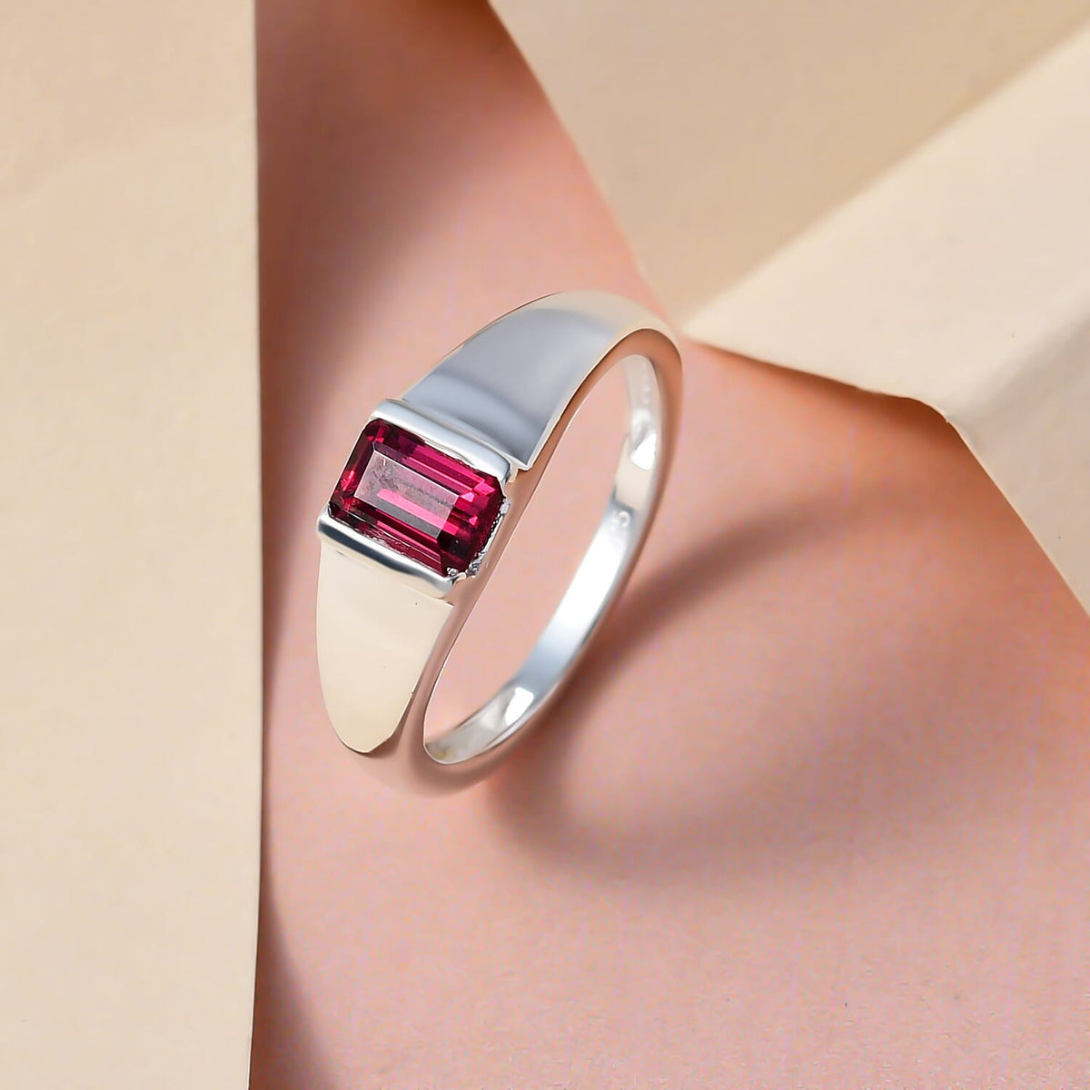 Tanzanian Wine Garnet Signet Ring in Sterling Silver 7230578 1