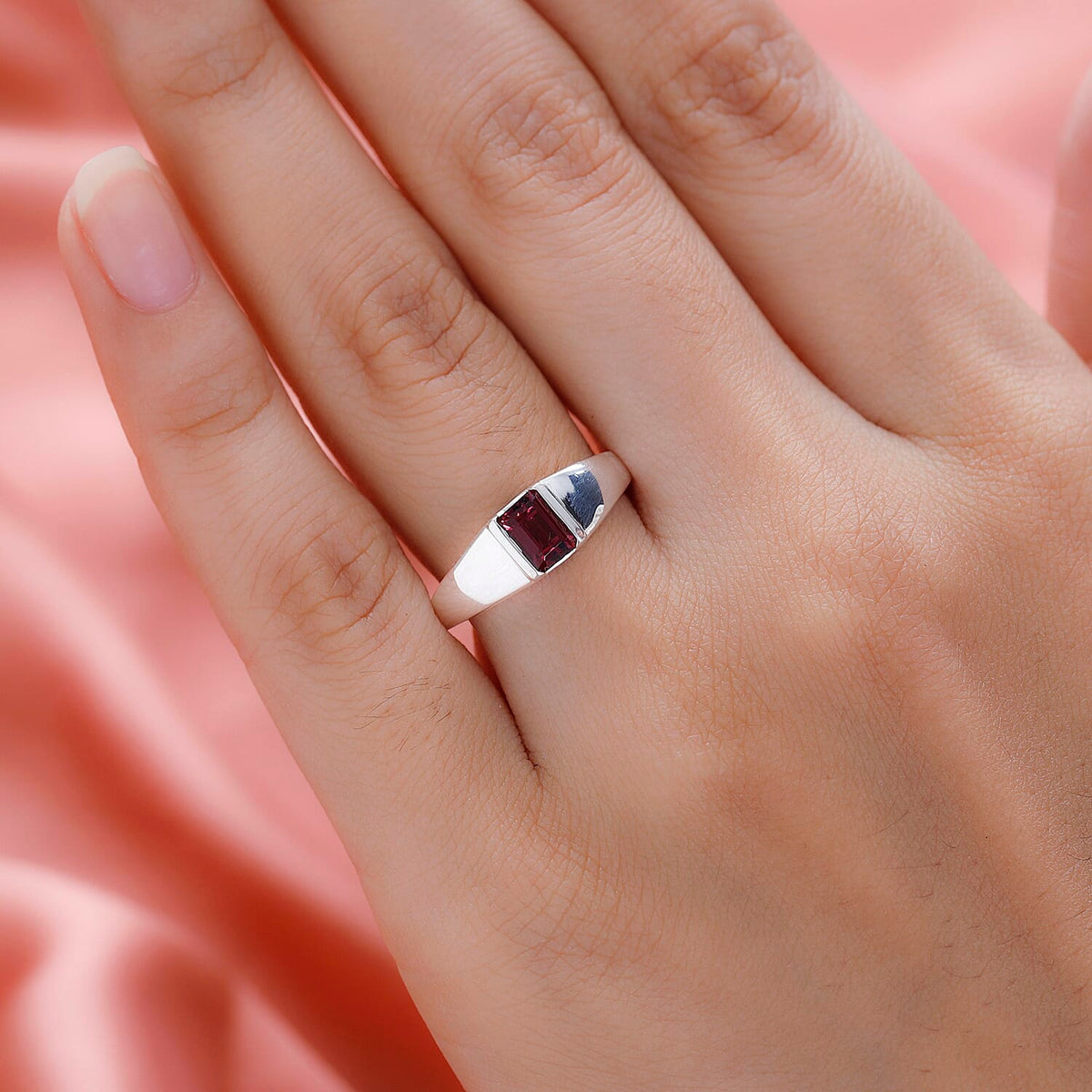 Tanzanian Wine Garnet Signet Ring in Sterling Silver 7230578 2
