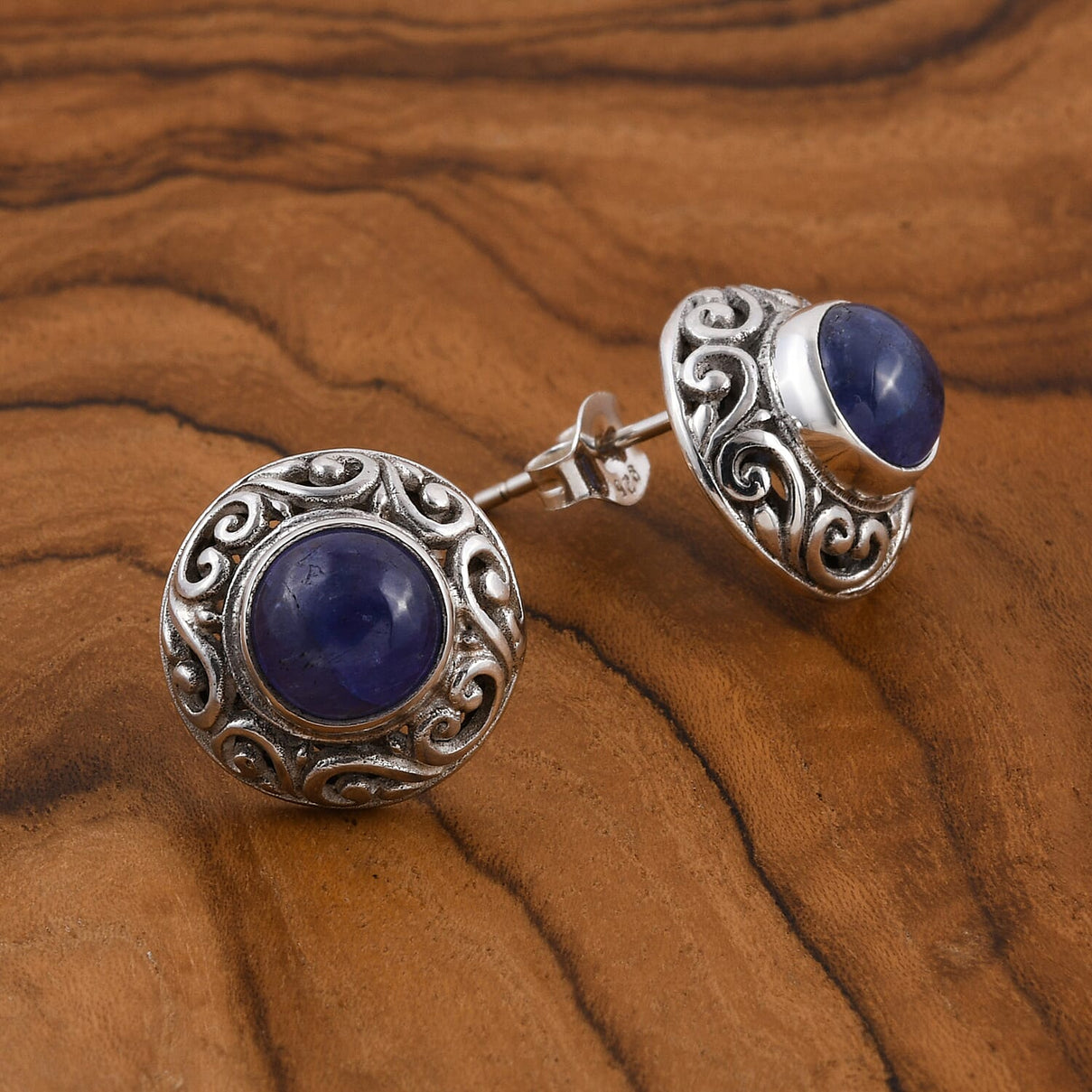 Tanzanit Stud Earrings in Sterling Silver 1.70 Ct 8858111 1