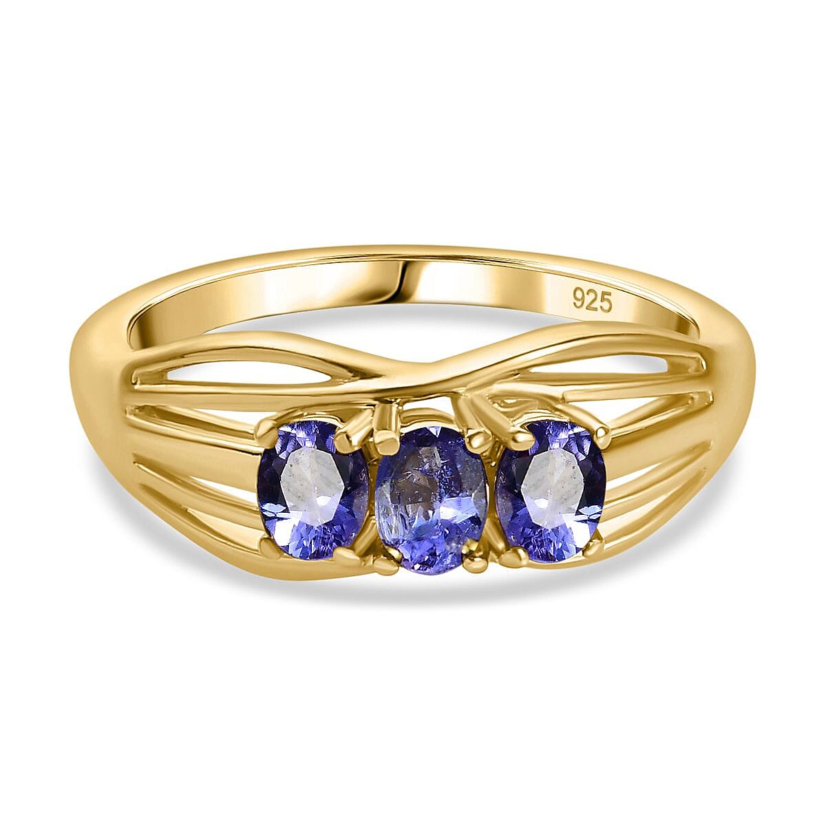 Premium Tanzanite Trilogy Ring in 14K Gold Overlay Sterling Silver 7821976 0