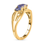 Premium Tanzanite Trilogy Ring in 14K Gold Overlay Sterling Silver