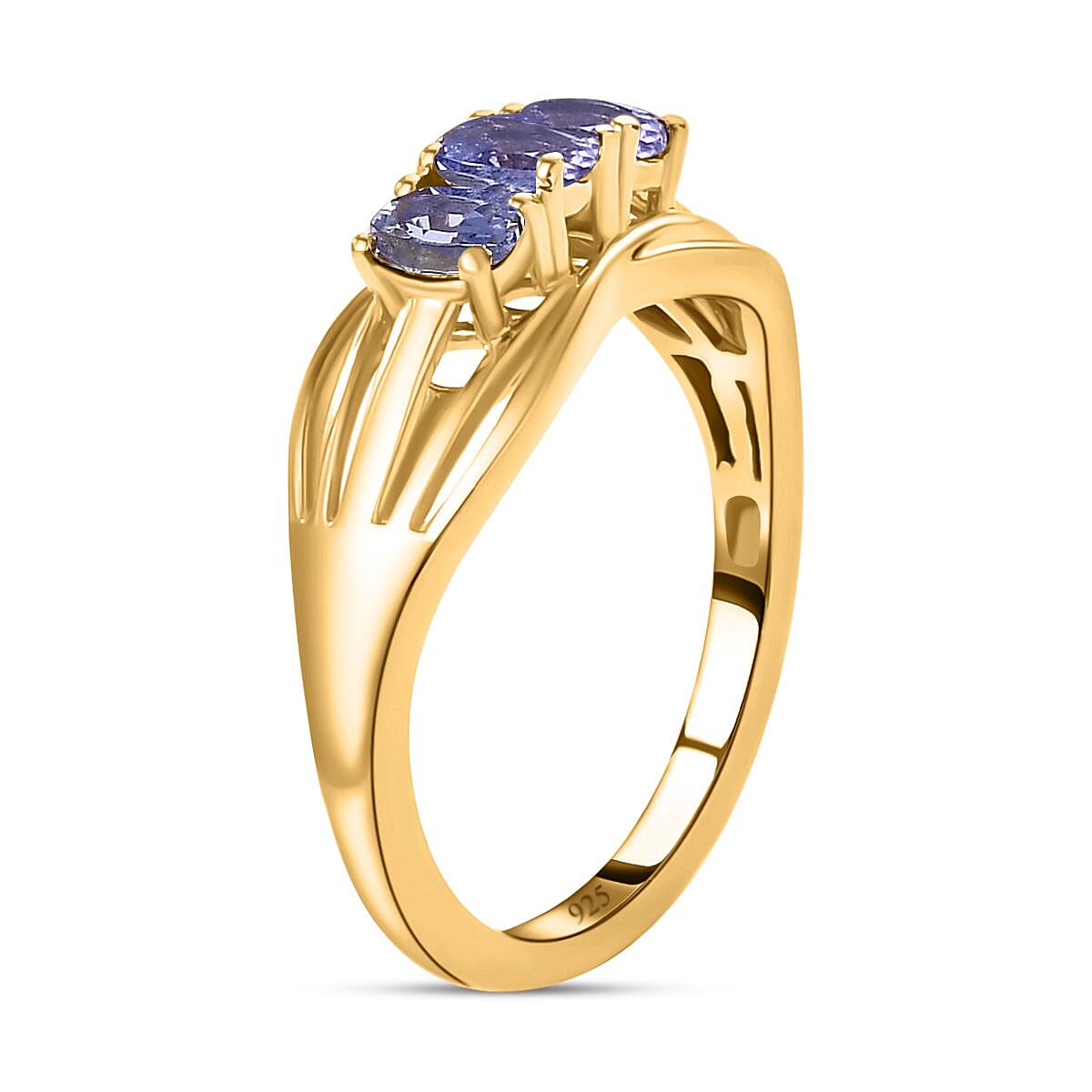 Premium Tanzanite Trilogy Ring in 14K Gold Overlay Sterling Silver 7821976 3