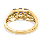 Premium Tanzanite Trilogy Ring in 14K Gold Overlay Sterling Silver