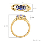 Premium Tanzanite Trilogy Ring in 14K Gold Overlay Sterling Silver