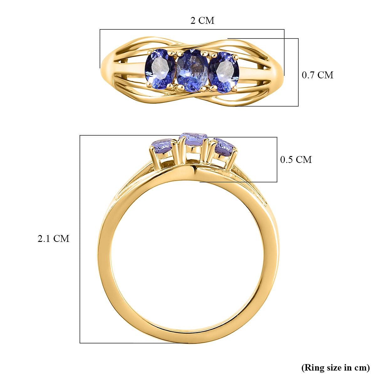 Premium Tanzanite Trilogy Ring in 14K Gold Overlay Sterling Silver 7821976 5