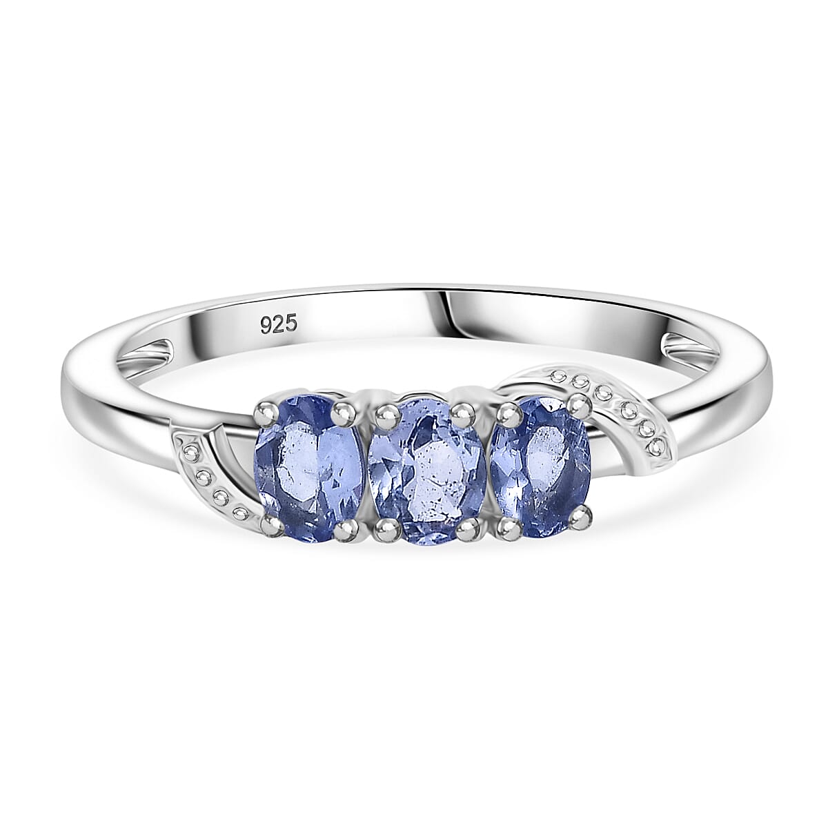 Tanzanite 3 Stone Ring in Platinum Overlay Sterling Silver 8300155 0