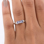 Tanzanite 3 Stone Ring in Platinum Overlay Sterling Silver