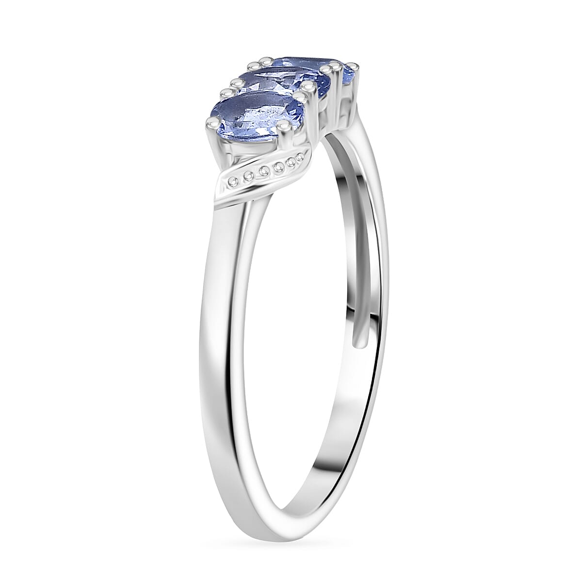 Tanzanite 3 Stone Ring in Platinum Overlay Sterling Silver 8300155 4