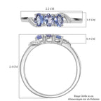 Tanzanite 3 Stone Ring in Platinum Overlay Sterling Silver