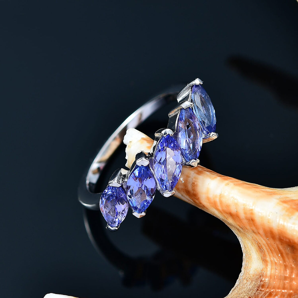 Tanzanite 5 Stone Ring in Rhodium OverlaySterling Silver 1.77 Ct. 8063932 2