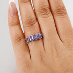 Tanzanite 5 Stone Ring in Rhodium OverlaySterling Silver 1.77 Ct.