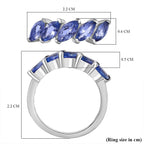 Tanzanite 5 Stone Ring in Rhodium OverlaySterling Silver 1.77 Ct.