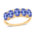 Tanzanite  5 Stone Ring in Vermeil YG Sterling Silver 2.25 ct  1.900  Ct.