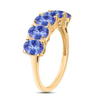 Tanzanite  5 Stone Ring in Vermeil YG Sterling Silver 2.25 ct  1.900  Ct.