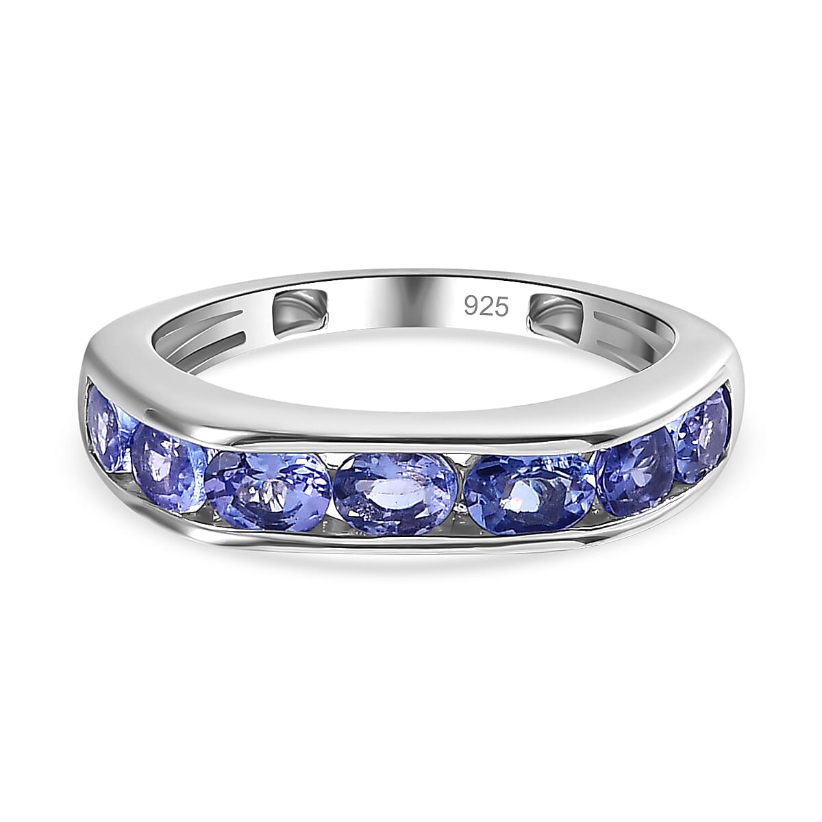 Tanzanite 7 Stone Band Ring in Platinum Overlay Sterling Silver 1.35 Ct. 7664602 0