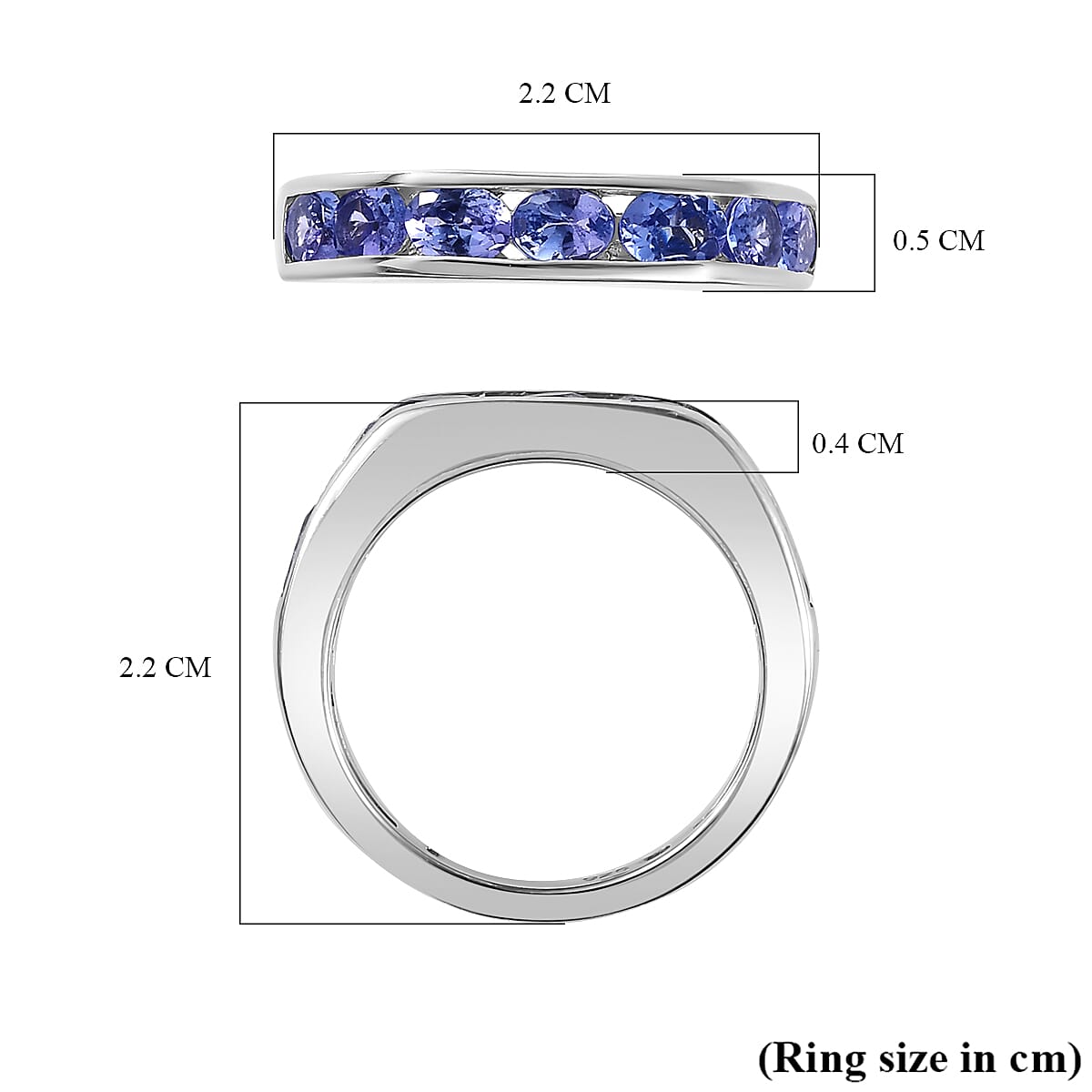 Tanzanite 7 Stone Band Ring in Platinum Overlay Sterling Silver 1.35 Ct. 7664602 5