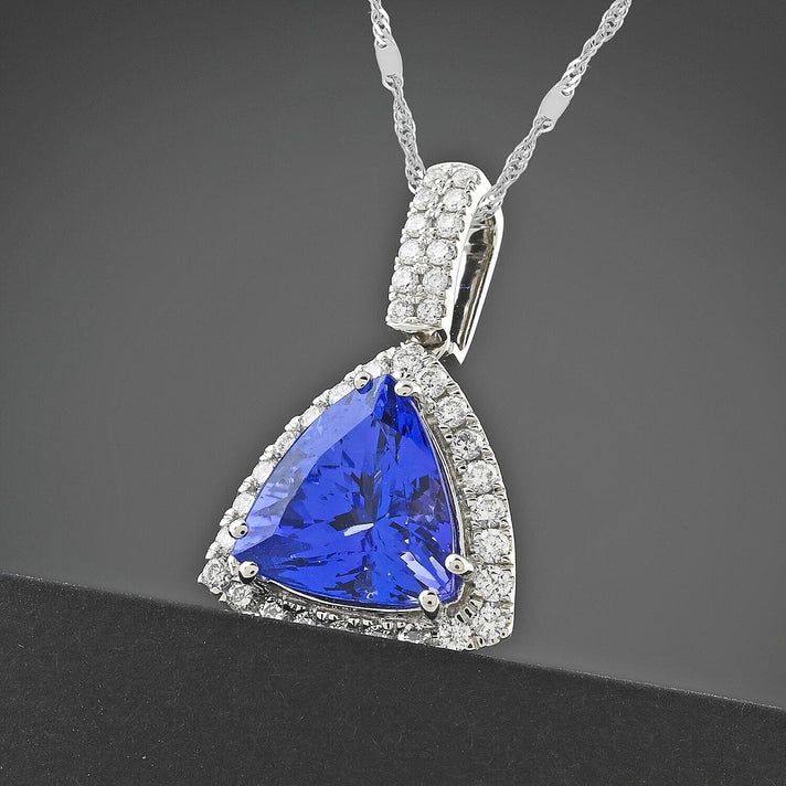 Certified &amp; Appraised RHAPSODY AAAA Tanzanite and E-F VS Diamond Pendant Necklace in 950 Platinum (Size 18 ) 4.05 Ct. 4360349 2