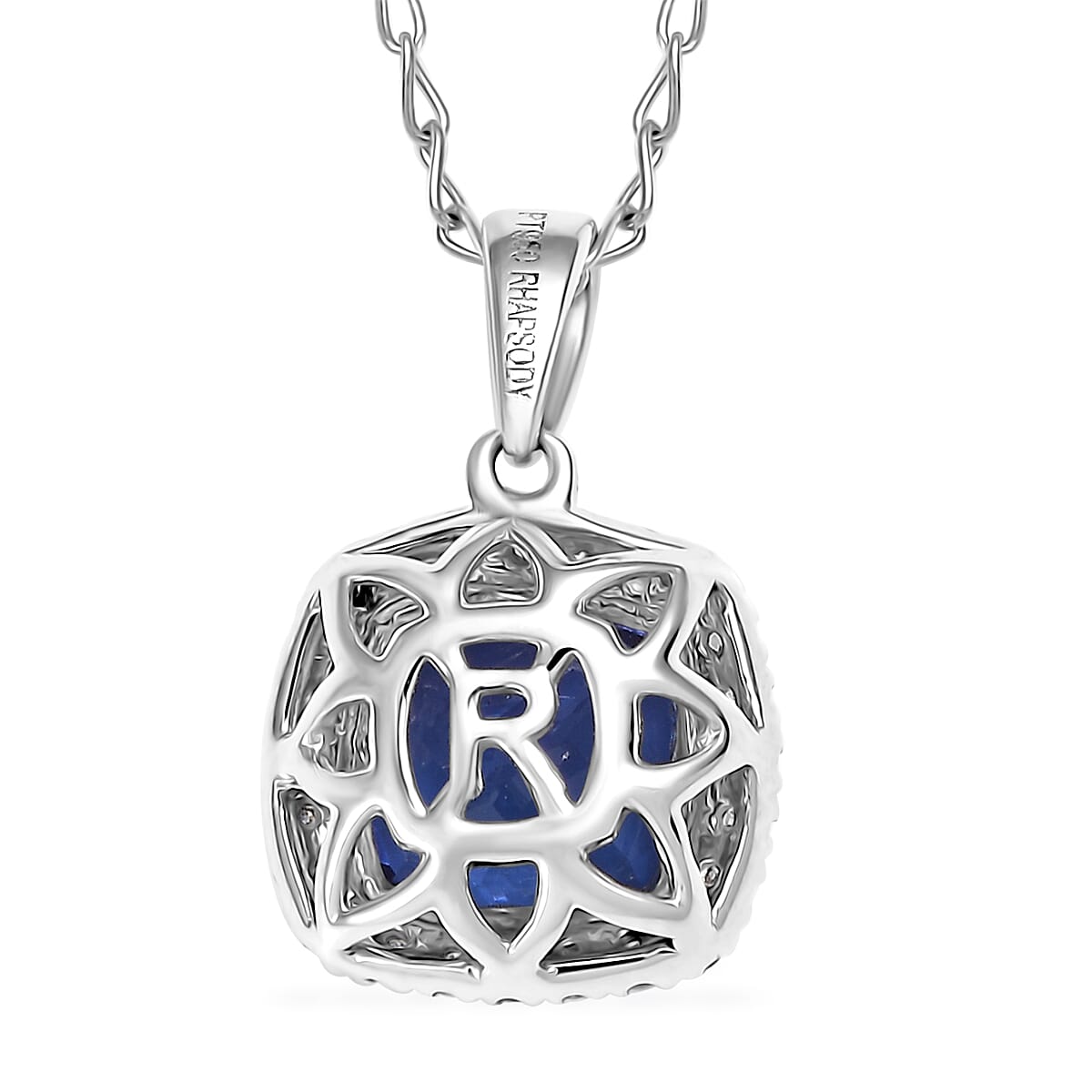 Rhapsody - 950 Platinum AAAA Tanzanite &amp; AGI Certified VS-E-F White Diamond Pendant with Chain (Size 18) 2.29 Ct, Platinum Wt. 4.29 Gms 4365659 5