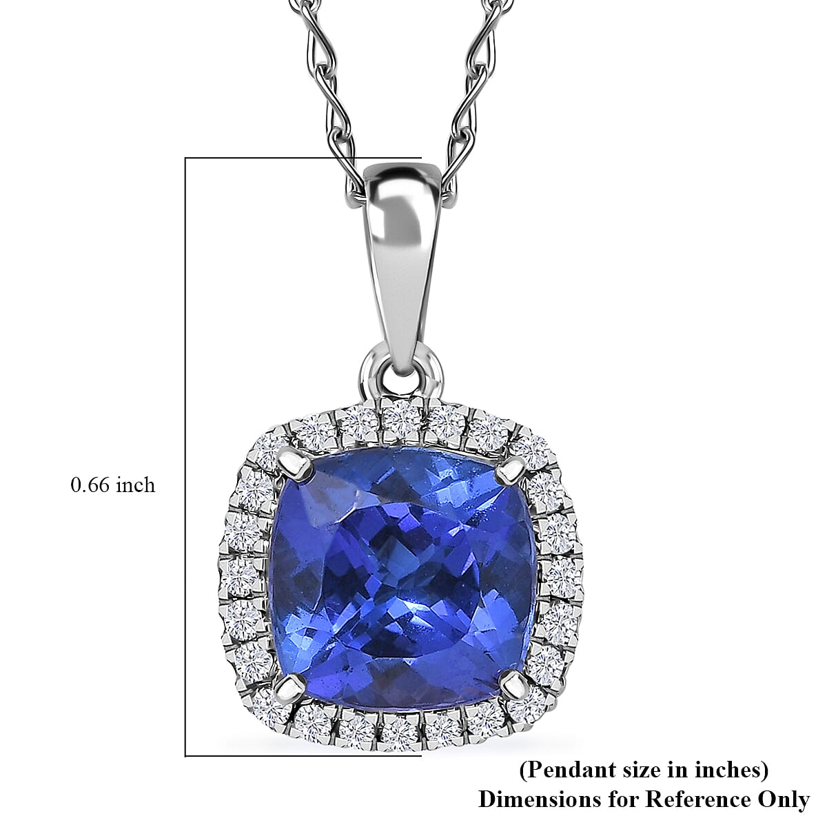 Rhapsody - 950 Platinum AAAA Tanzanite &amp; AGI Certified VS-E-F White Diamond Pendant with Chain (Size 18) 2.29 Ct, Platinum Wt. 4.29 Gms 4365659 7