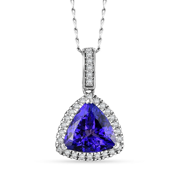 Certified &amp; Appraised RHAPSODY AAAA Tanzanite, Diamond Halo Pendant Necklace in 950 Platinum (20 Inches) 3.91 Ct. 4380492 1