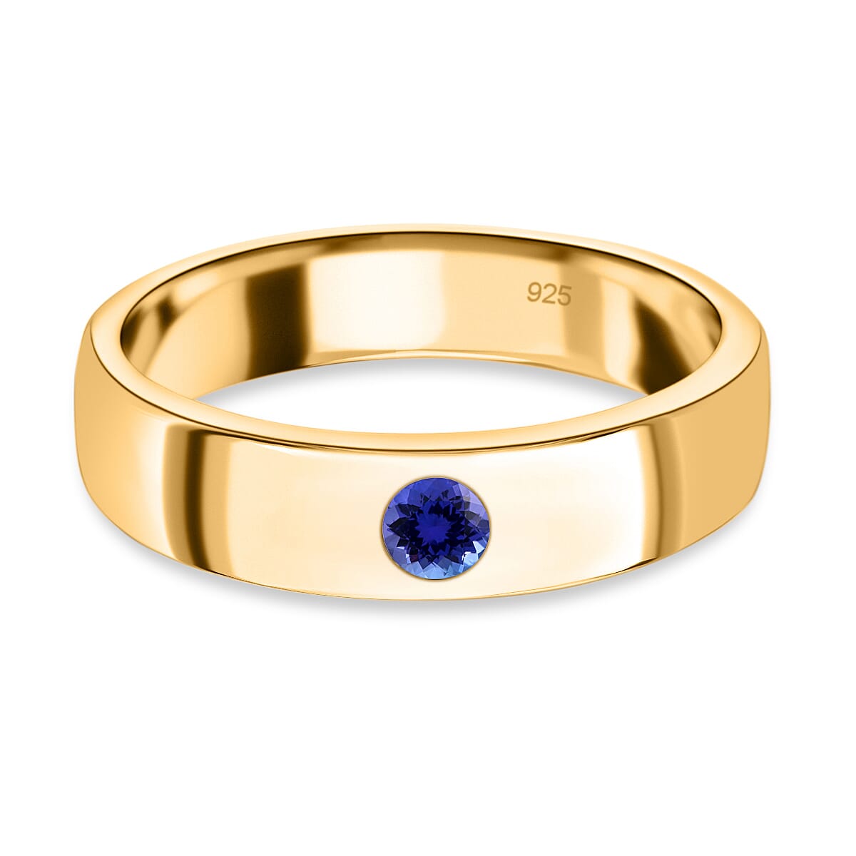 Tanzanite Solitaire Wedding Band Ring in 14K Gold Plated Sterling Silver 3732117 0