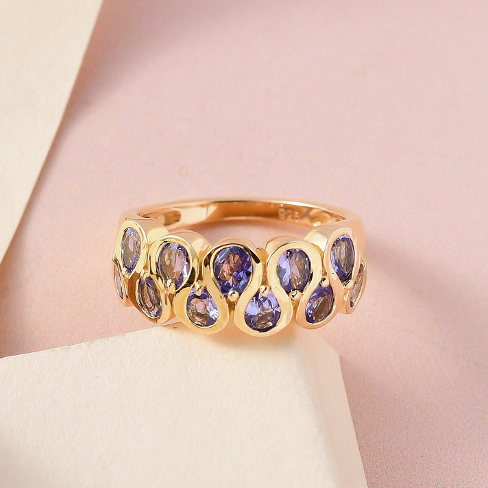 Tanzanite Half Eternity Ring in 18K Yellow Gold Vermeil Plated Sterling Silver 1.84 Ct. 7231883 2