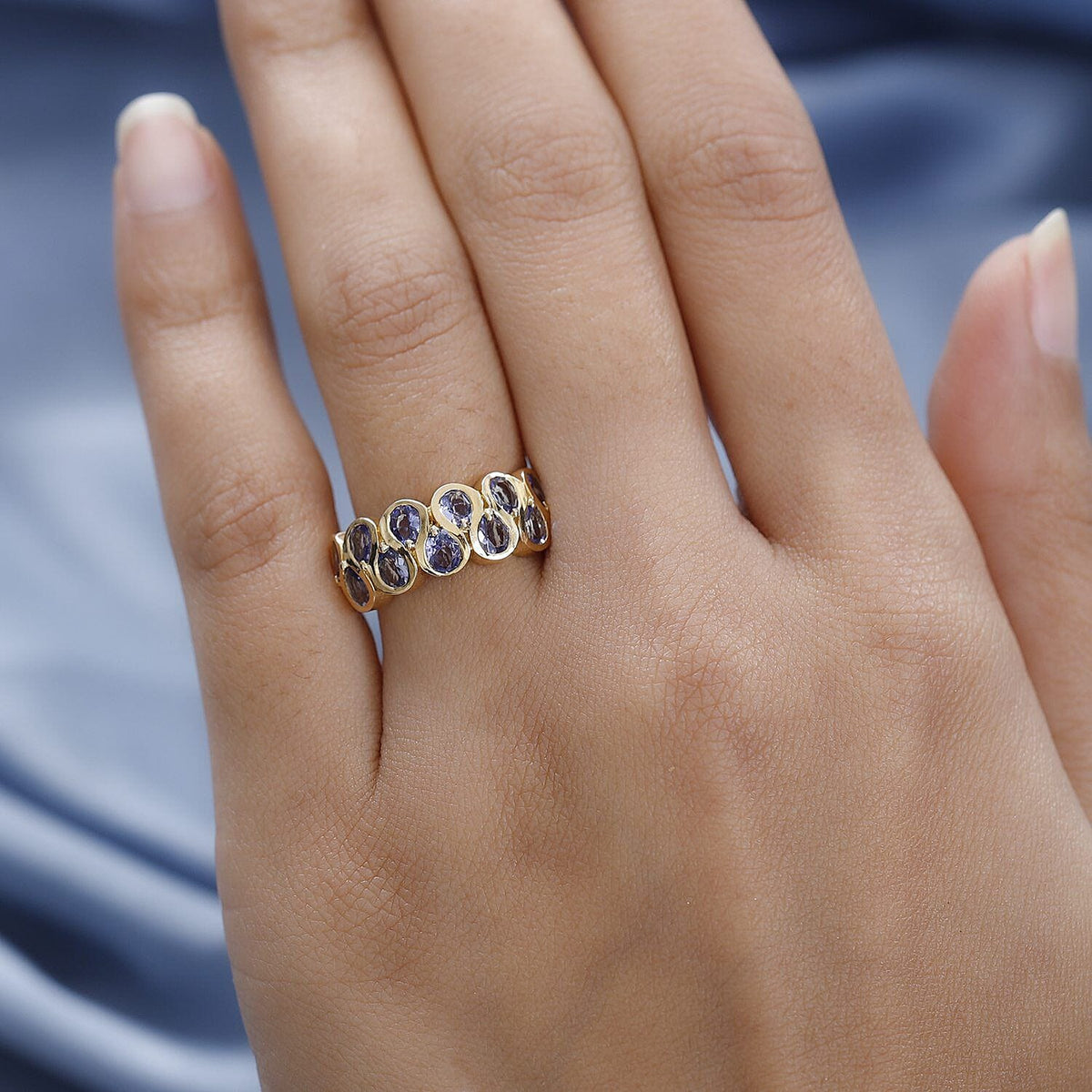 Tanzanite Half Eternity Ring in 18K Yellow Gold Vermeil Plated Sterling Silver 1.84 Ct. 7231883 2